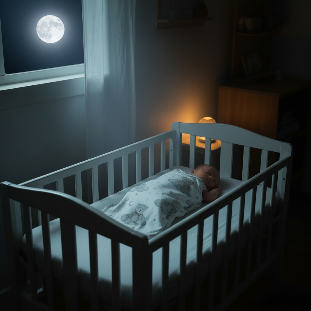 Bébé en gigoteuse ourson - veilleuse plus lumineuse la nuit