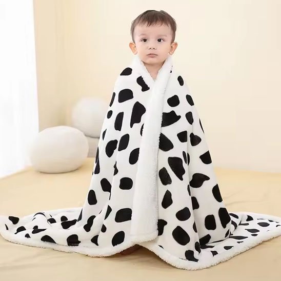 Couverture bébé en polaire variante imprimé taches de vache