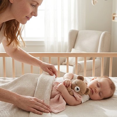 Doudou bebe rose maman regarde enfant endormi