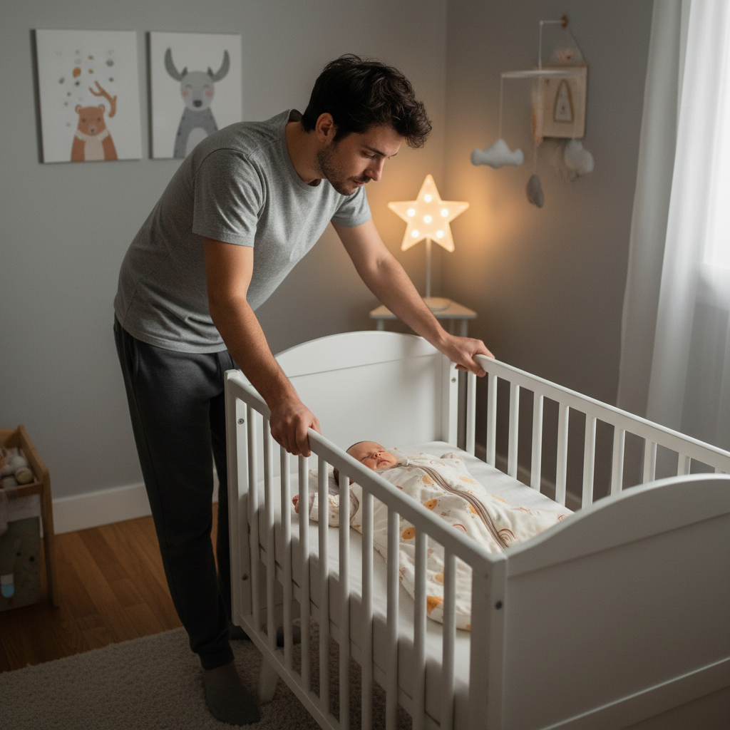 gigoteuse bébé gaze coton soleil arc en ciel papa admire bébé qui le porte