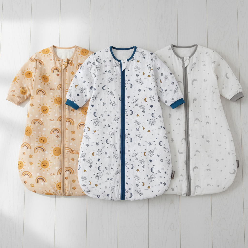 gigoteuse bébé gaze coton trois motifs