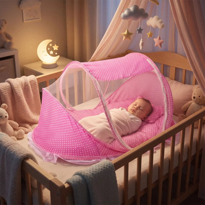lit moustiquaire bébé dort sereinement dans sa chambre