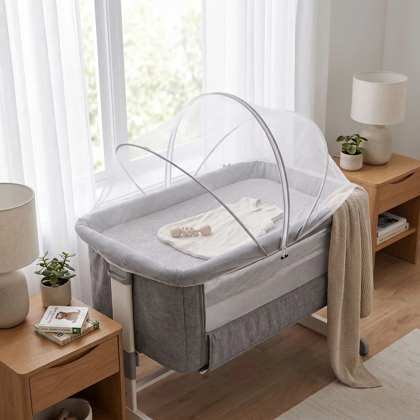 moustiquaire pour bébé gris adapte pour lit cododo