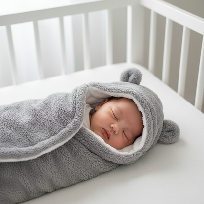 nid d'ange bébé dort paisiblement gris