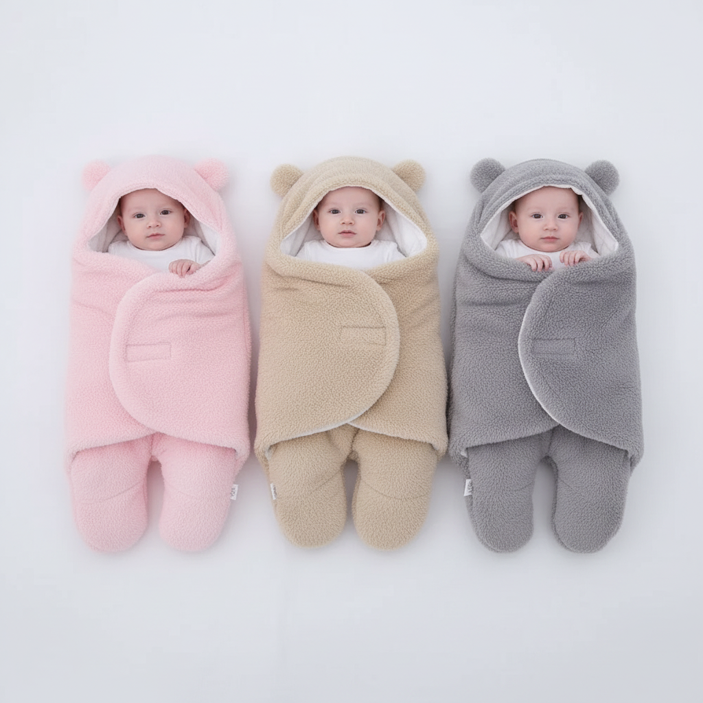 nid d'ange bébé trois coloris rose kaki gris