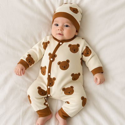 Pyjama bébé garçon motif ours en peluche sur un nourrisson 
