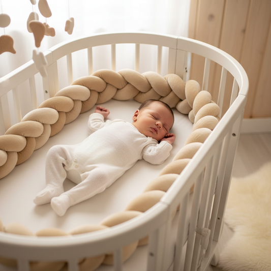tresse de lit bebe coton beige bebe endormi blotti