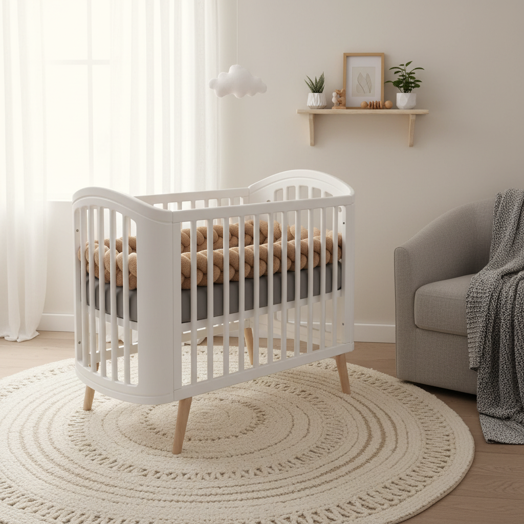 tresse de lit bébé marron clair chambre bebe décorée nordique