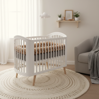 tresse de lit bébé marron clair chambre bebe décorée nordique