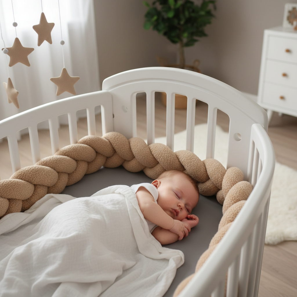 tresse de lit bébé marron clair nourrisson endormi blotti