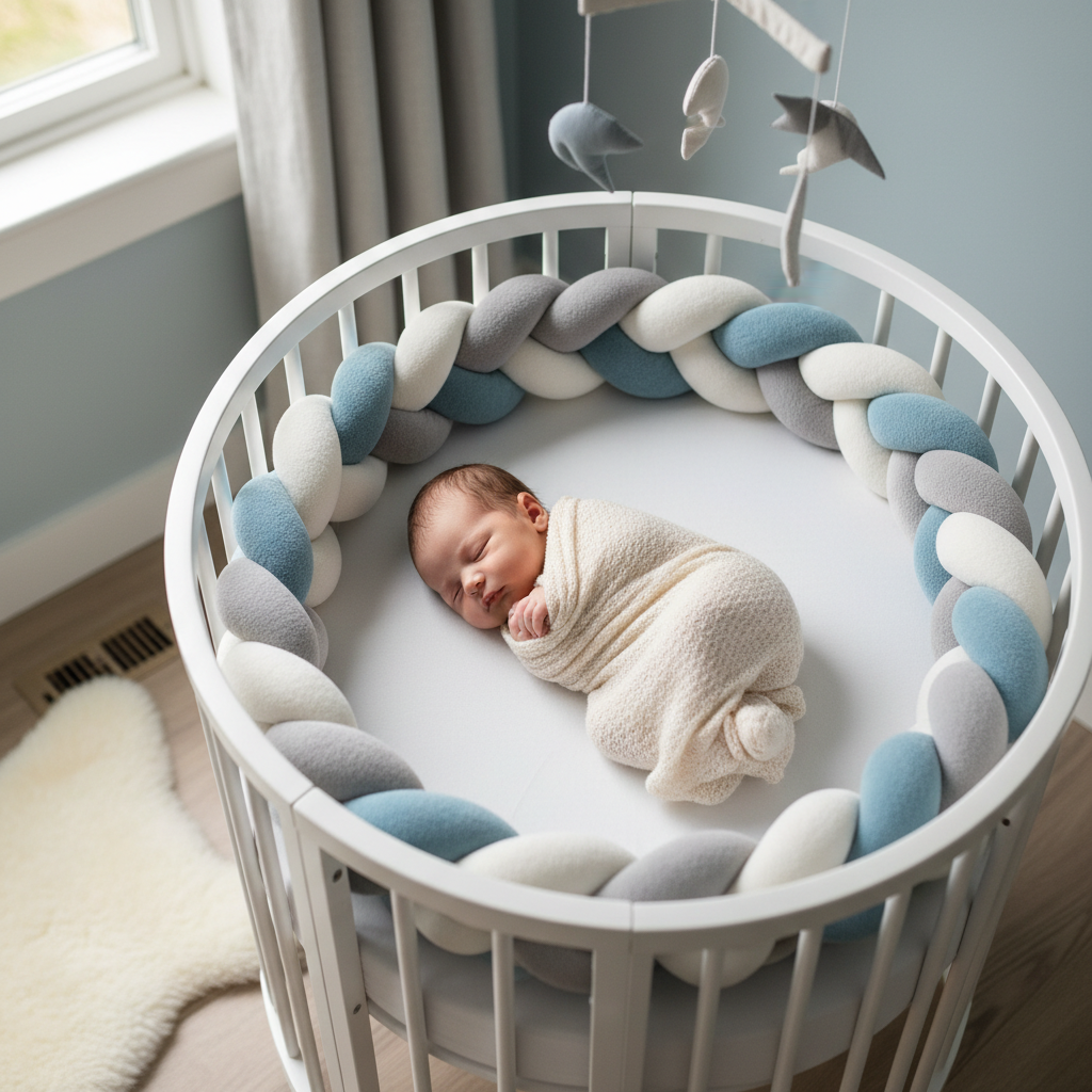 tresse de lit bebe scandinave bebe entier lit blanc gris blanc bleu