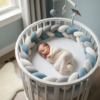 tresse de lit bebe scandinave bebe entier lit blanc gris blanc bleu