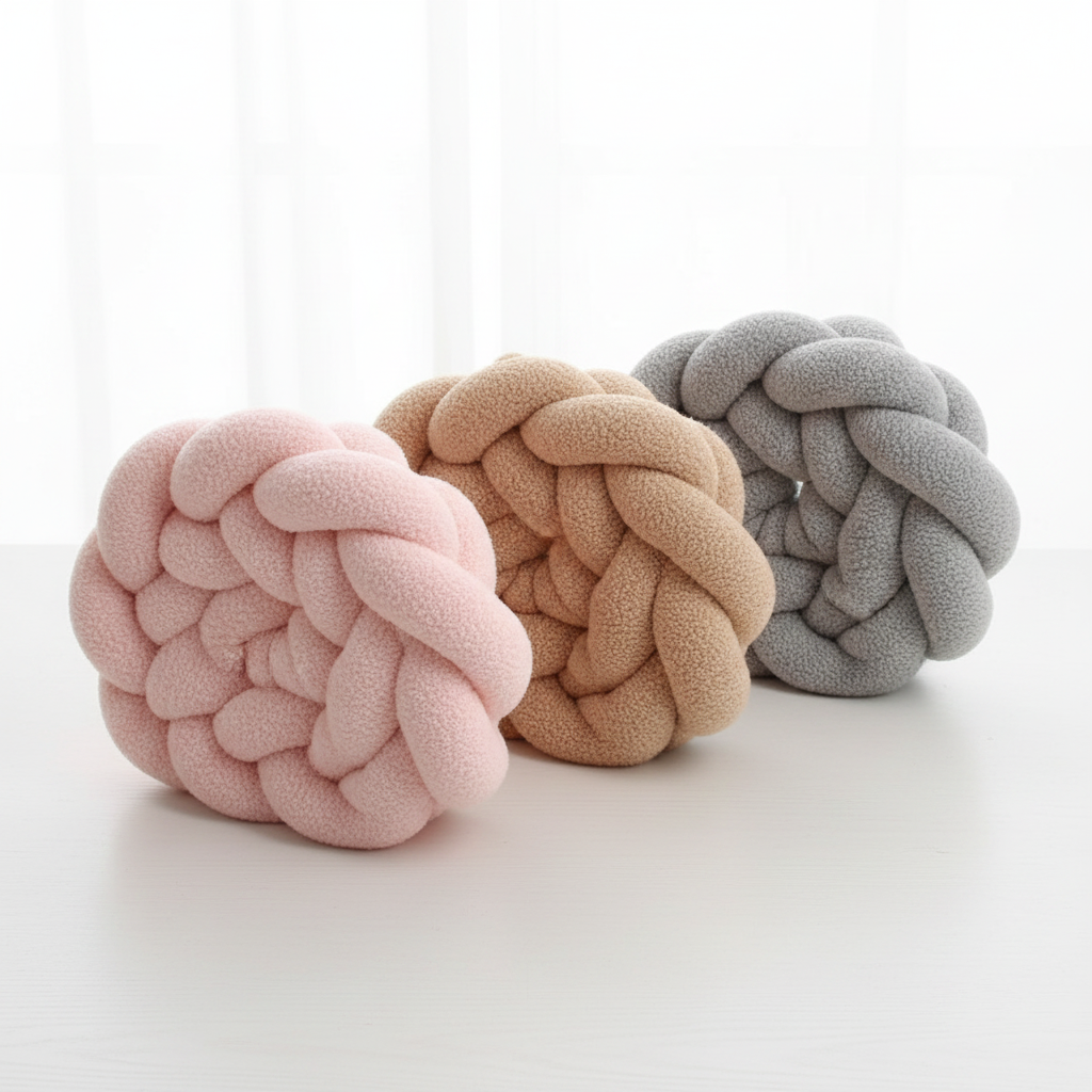 tresse de lit bébé trois couleurs rose marron gris enroulées