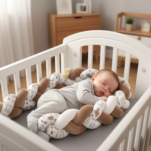 tresse de lit bebe ultra douce brun blanc bebe endormissement cosy