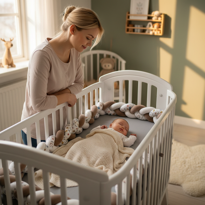 tresse de lit bebe ultra douce brun blanc maman apaisee bebe endormi