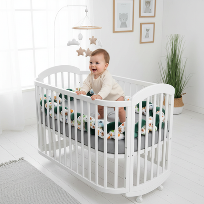 tresse de lit bebe ultra douce vert blanc bebe libre barreaux proteges
