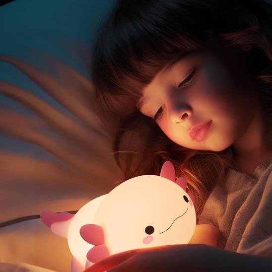 Veilleuse bébé enfant le tient dans ses mains