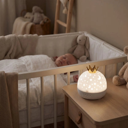 veilleuse bébé projecteur plafond blanc dort sereinement