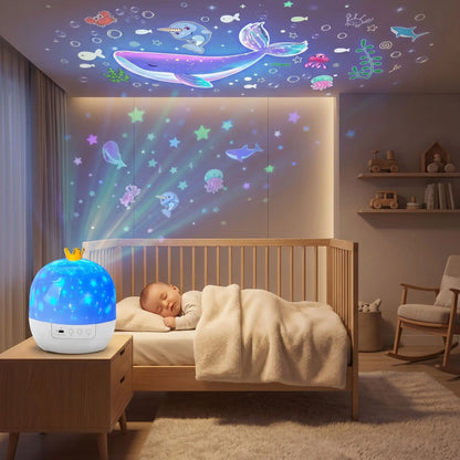 veilleuse bébé projection plafond bleu change couleur pendant la nuit 