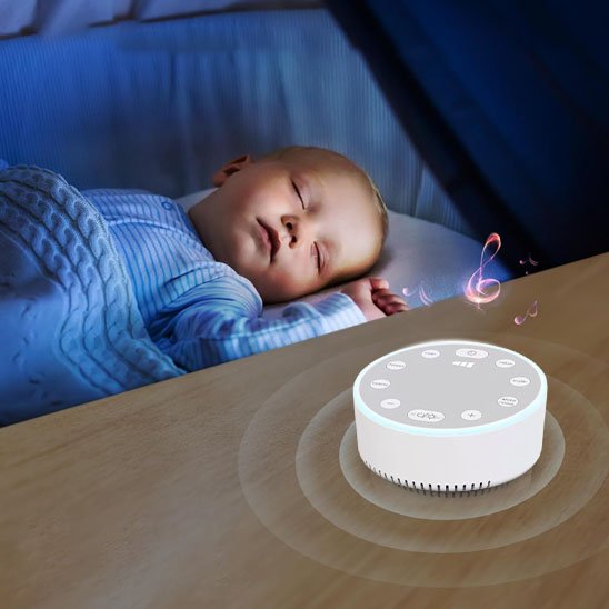Veilleuse bruit blanc bebe endormie paisiblement dans son lit