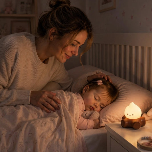 Veilleuse bruit blanc maman admire enfant endormi au lit