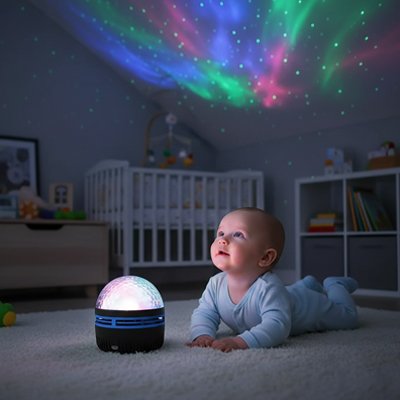 Veilleuse projection bébé fixe le plafond